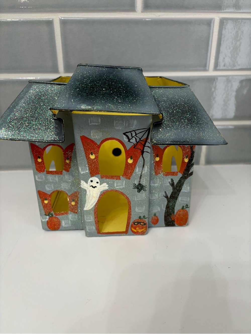 Vintage bath and body works Halloween hunted house candle holder